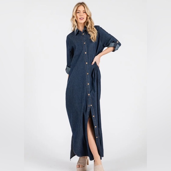 Denim Shirt Dress - Picture 2 of 9